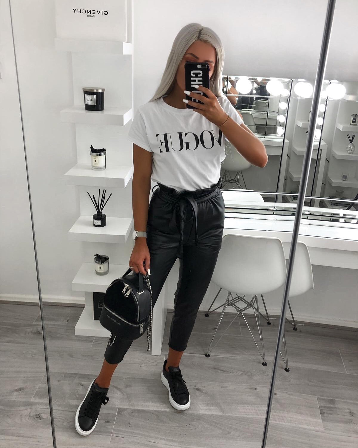 black faux leather jeggings
