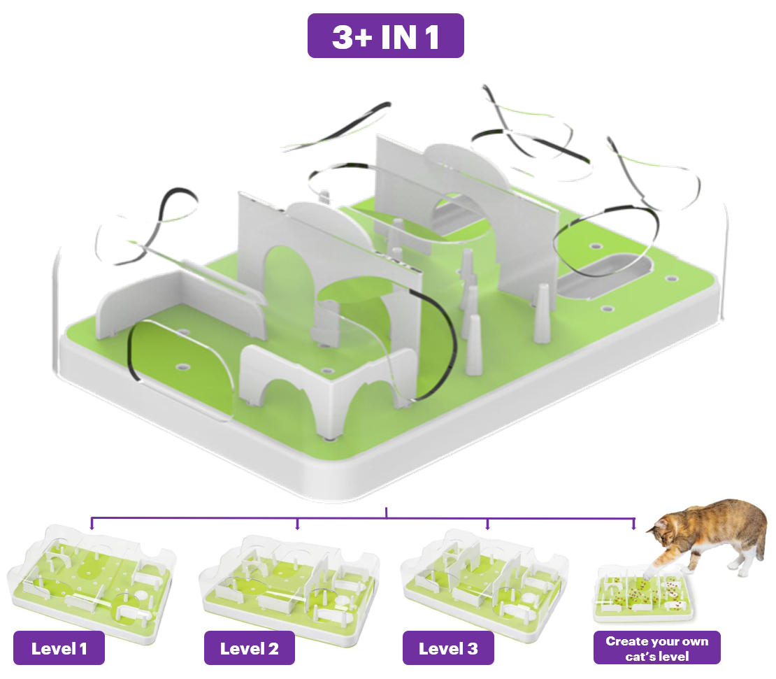 Regeringsverordening Donker worden Janice Modulaire Puzzel Voederbak voor Katten - inclusief 3 verschillende sta –  Cas & Lux Project