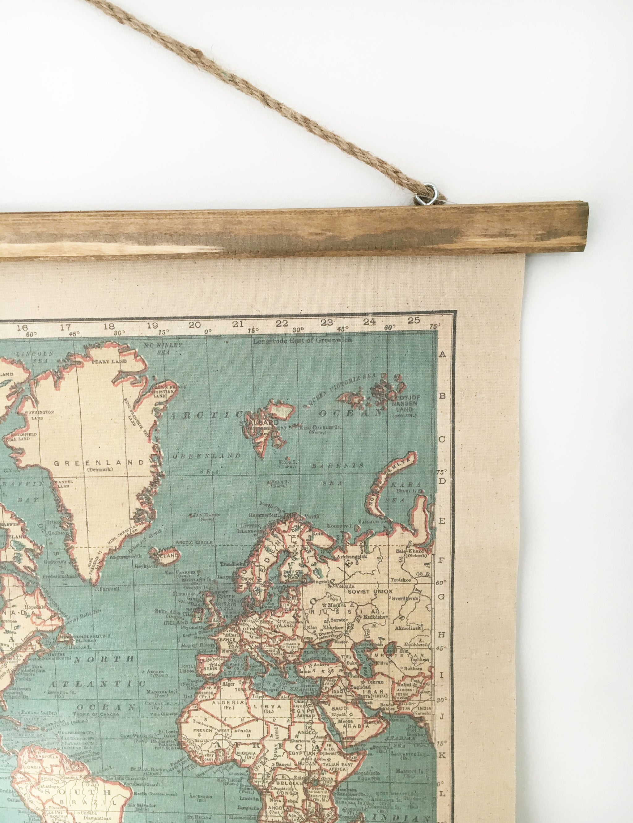 Vintage Hanging Wall Map The Den & Now