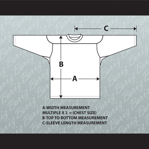 Size Chart for Hockey Jersey with Patch