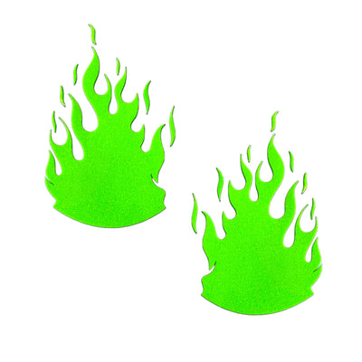 Glitz Nips Flaming Fire Neon Green Pasties