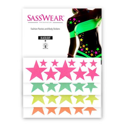 Star Blacklight Body Stickers-40 Pk - Sasswear