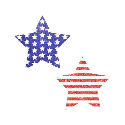 red, white and blue stars and stripes nipple pasties