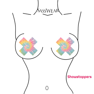 Tie Dye X Cross Glitz Nips Pasties