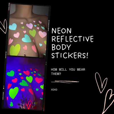 Heart Blacklight Reflective Body Stickers by Sasswear