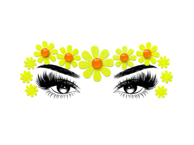 Neon Yellow Daisy Jeweled Face Stickers- Buttercup
