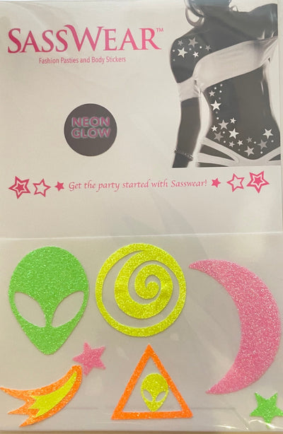 Alien/Space Neon Glow Body Stickers-Mini