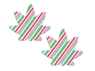 Glitz Nips Candy Striped Christmas Pot Leaf Nipple Pasties