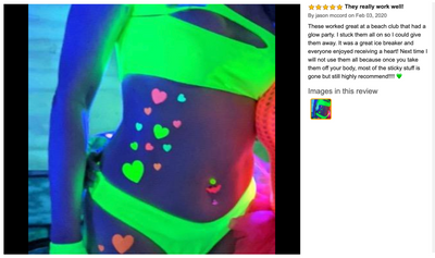 Heart Blacklight Reflective Body Stickers by Sasswear