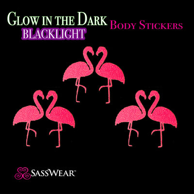 Pink Flamingo Glow-in-the-Dark Body Stickers-Mini - Sasswear