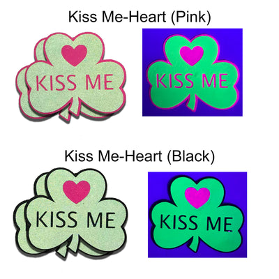 Reflective Clover Kiss Me Heart Nipple Pasties - Sasswear