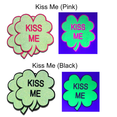 Reflective Kiss Me Clover Nipple Pasties - Sasswear