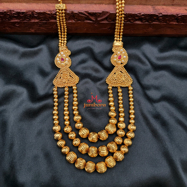 Exquisite Statement Antique Gold Pearl Mala Necklace Set – Jumbora