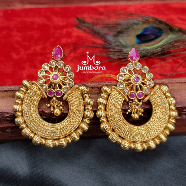 Buy Gold Color Antique Short Chandbali Earring Online - Aferando