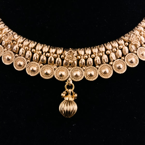 Kerala Style Antique Gold Plated Long Necklace With Jhumka Earrings NL25761
