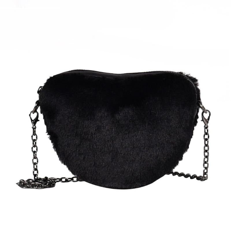 black faux fur bag