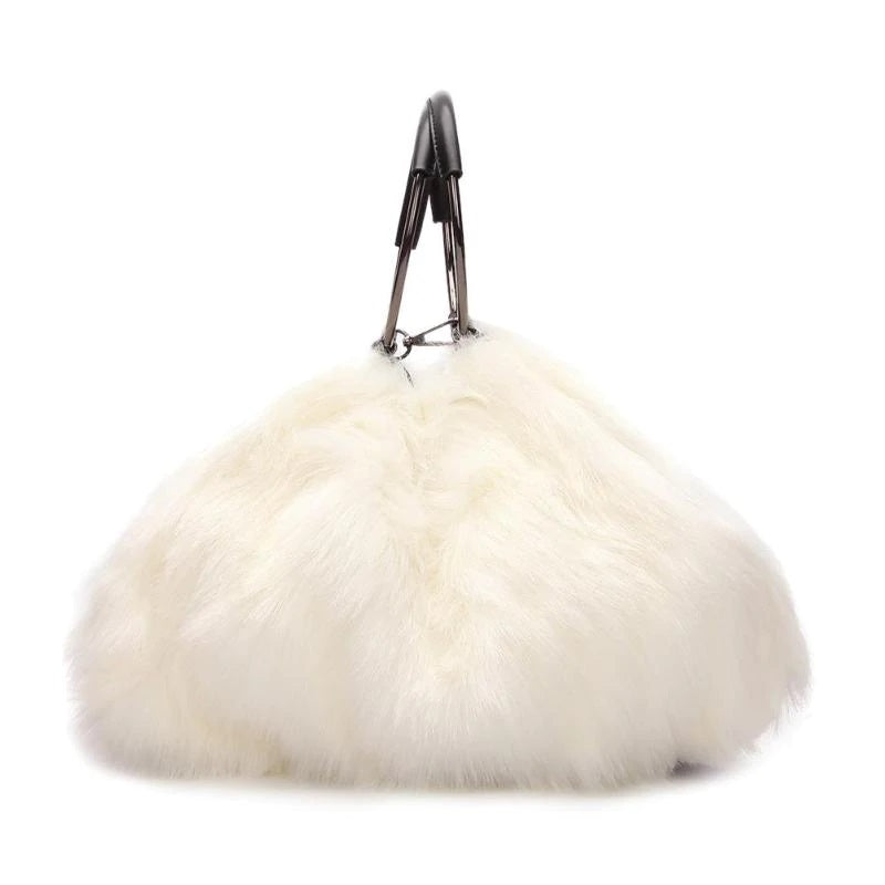 cream fur bag