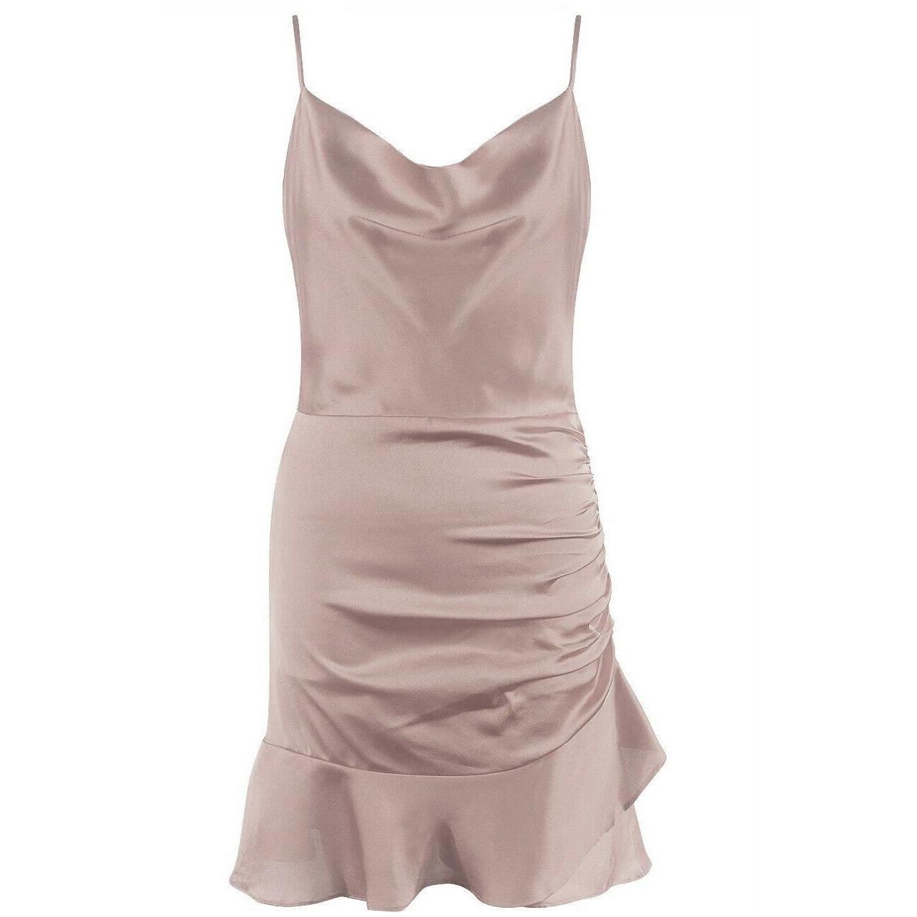 satin ruched mini dress