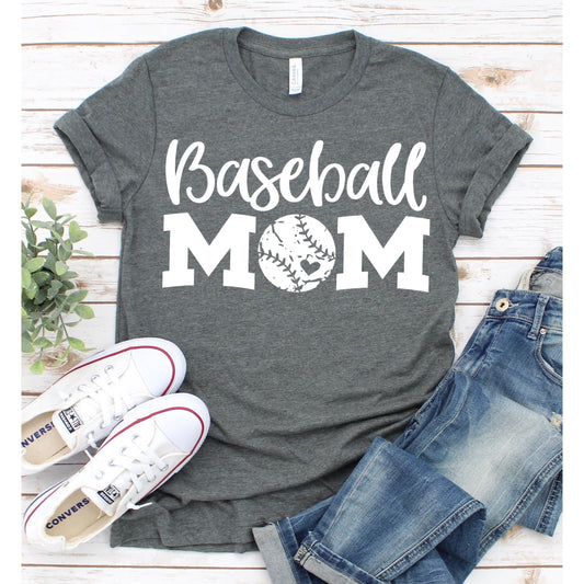 Screen Print Transfer - Baseball Mom - White