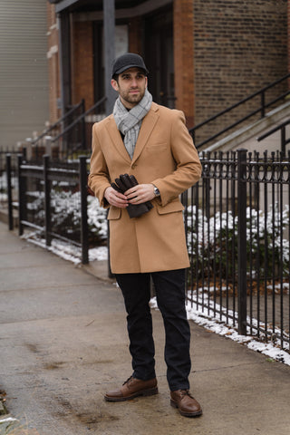 Vandre Wool hat styled with a camel top coat