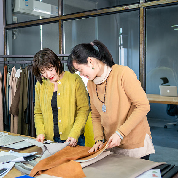 Quality check: the leathers are checked by Jessie and Zita