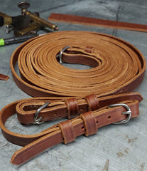 Reins made by Bourrellerie Collin in Niagara leather from Radermecker Tannery