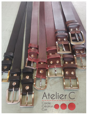 Belts made by Atelier C Carole Creation Cuir in Niagara Leather