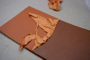 pigmented finish leather applied with a rollerblading - dilution technique