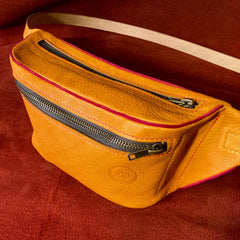 fanny pack made with Angel leather by Double Peau