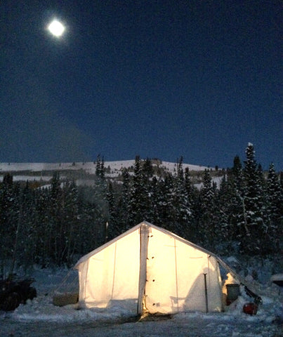 Tent Illuminated at Night