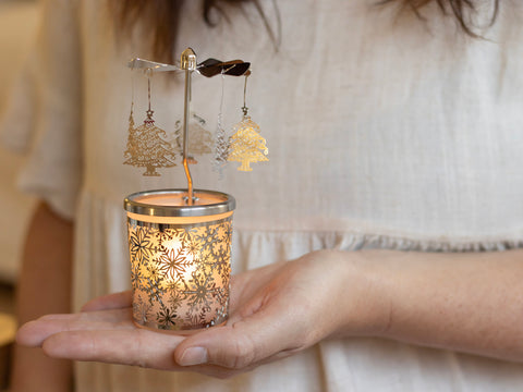 Christmas Candle Holder with Spinning Carousel Top