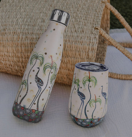 Stainless Steel Travel mug and drink bottles with Aboriginal Art