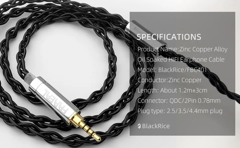 FAAEAL FBC401 BlackRice Oil Soaked Upgrade Cable for IEM