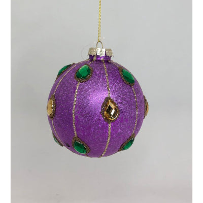 Mardi Gras 9Pcs Lily Glass Ornaments Tree Decoration Purple Green