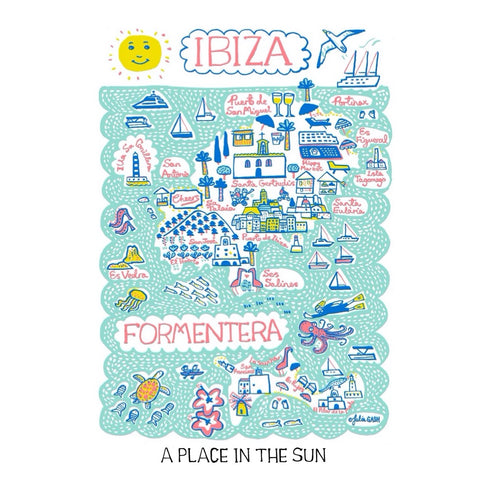 Ibiza Fathers Day Travel Art Print Gift by Julia Gash