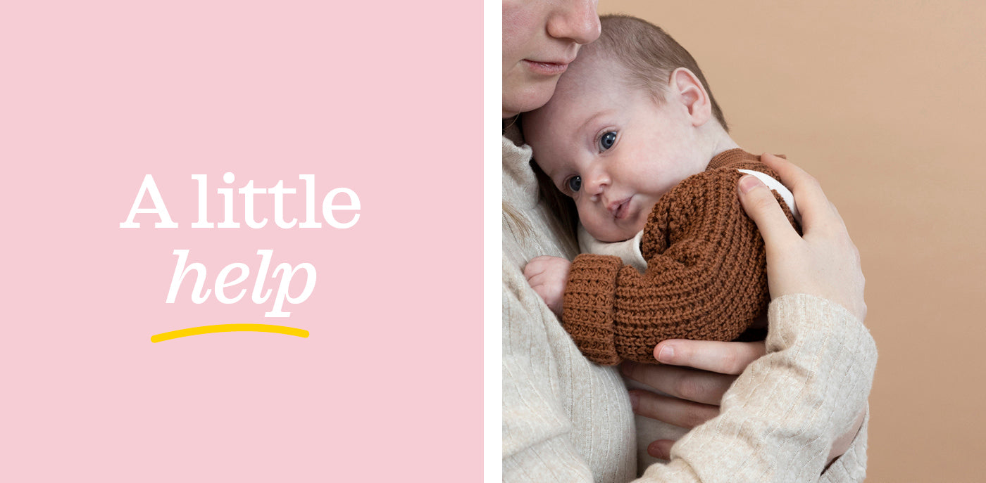 A little help en baby in armen van moeder