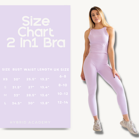 hybrid 2 in 1 bra size chart