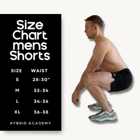 hybrid mens shorts size chart