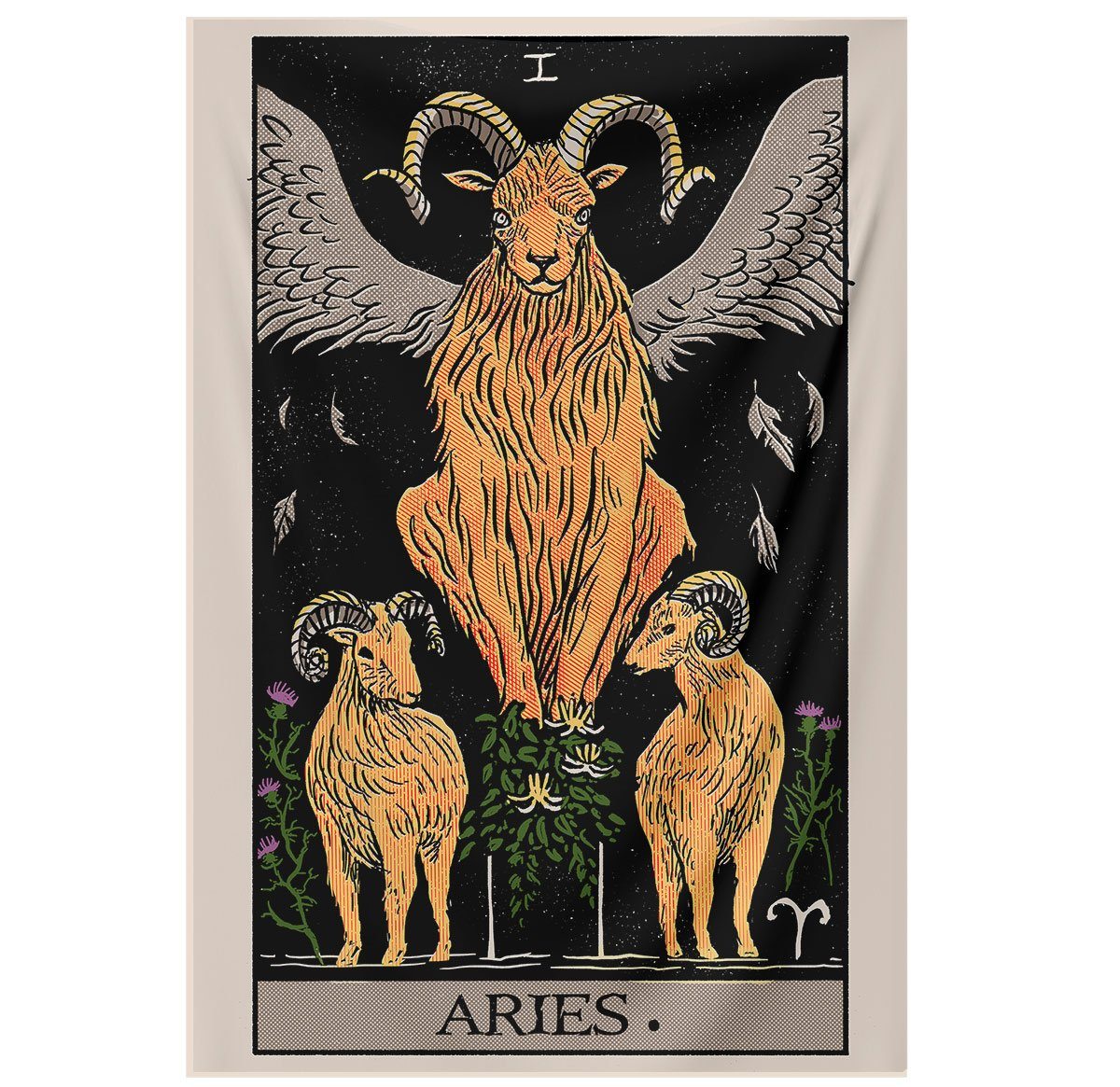 Aries "The Ram" Zodiac Tarot Astrology Tapestry Nirvana Threads