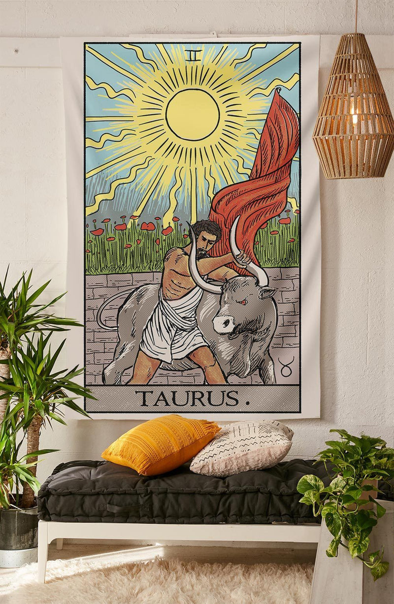 Taurus "The Bull" Zodiac Tarot Astrology Tapestry Nirvana Threads