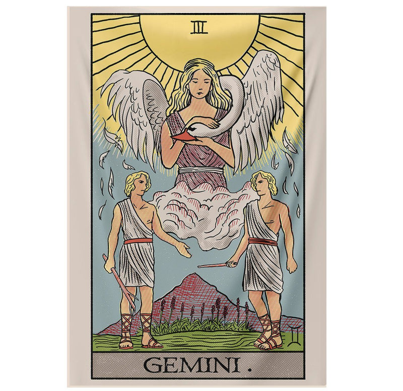 Gemini "The Twins" Zodiac Tarot Astrology Tapestry Nirvana Threads