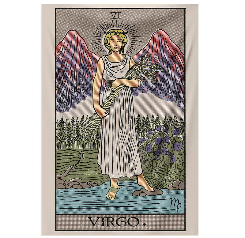 Virgo "The Maiden" Zodiac Tarot Astrology Tapestry Nirvana Threads