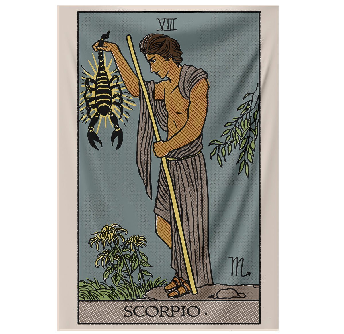 Scorpio "The Hermit Scorpion" Zodiac Tarot Astrology Tapestry Nirvana