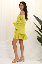 Load image into Gallery viewer, Solid Off Shoulder Bell Sleeve Dress
