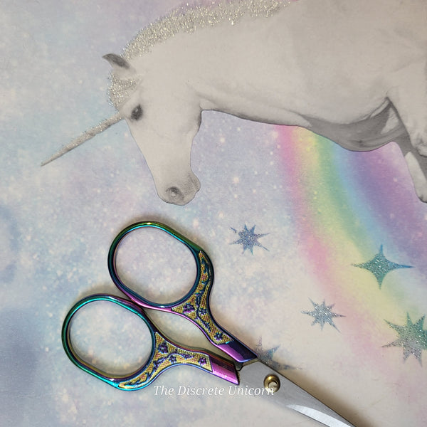 Iridescent Unicorn Embroidery Scissors Small Fine Tip Unicorn Horn