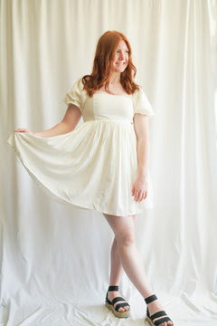White Linen Babydoll Dress