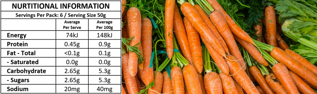 Carrot Puree Nutritional information - My Baby Organics Australia