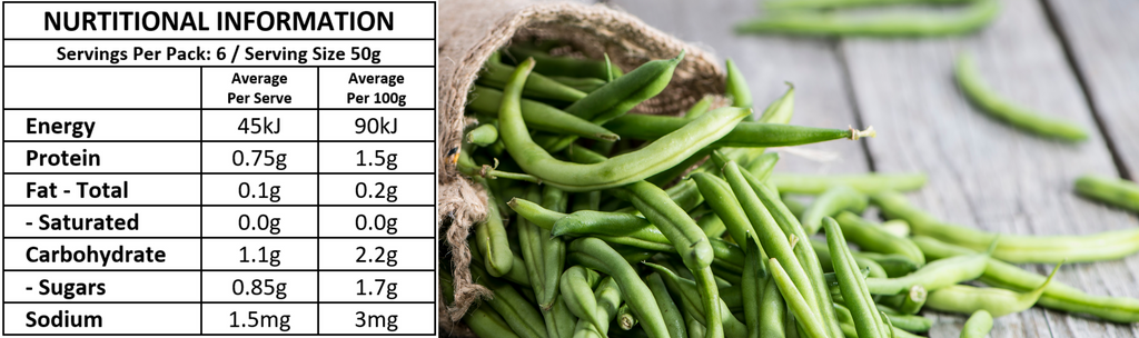 Green Bean Puree Nutritional information - My Baby Organics Australia