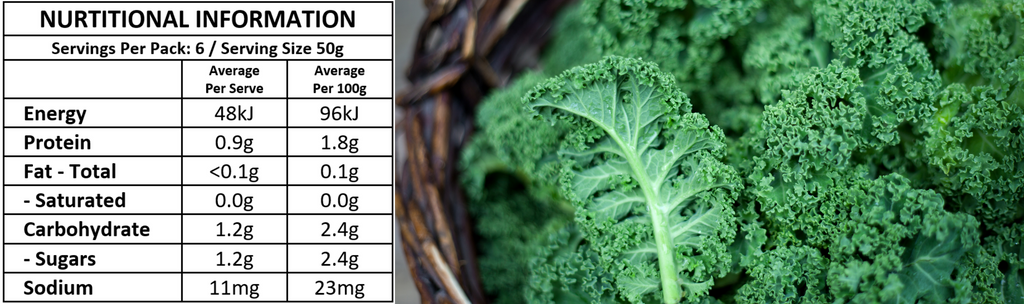 Kale Puree Nutritional information - My Baby Organics Australia