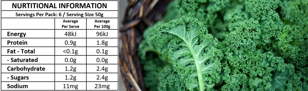 My Baby Organics Australia, Organic Kale Purée Nutritional Information